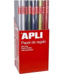 Apli Expositor de 55 Rollos de Papel Regalo Kraft - 11 Rollos por Color - Medidas del Rollo 0.70x2m - Colores Azul Oscuro, Verde