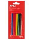 Apli Pack de 12 Barras Termofusibles de Colores Surtidos Ø7.5mmx10cm - Adhesion Instantanea en Multiples Superficies - No Gotea 