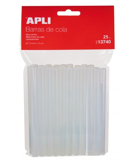 Apli Pack de 25 Barras Termofusibles Ø7.5mmx10cm - Precision y Limpieza en tus Trabajos - No Gotea - Compatible con Pistolas Ø7.