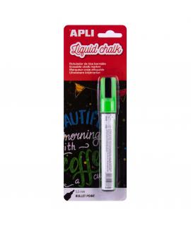 Apli Rotulador de Tiza Liquida Verde - Punta Redonda de 5.5mm - Facil de Borrar con Paño Humedo - Secado Rapido y Libre de