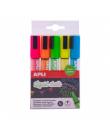 Apli Pack de 5 Rotuladores de Tiza Liquida Punta Redonda - Punta 5.5 mm - Secado Rapido - Colores Surtidos