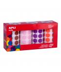 Apli Pack de 4 Rollos de Gomets Redondos Ø 20mm - 1770 Gomets por Rollo - Adhesivo Permanente - 7080 Gomets en Total - Ideales p