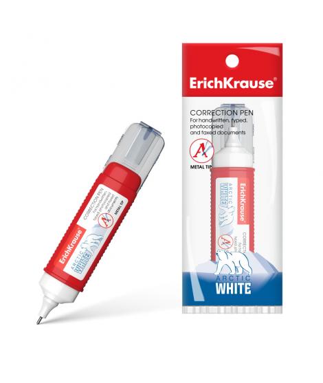 Erichkrause Boligrafo Corrector Arctic White - Punta de Plastico para Correcciones Puntuales - Resultado Excelente con Todos los