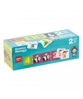 Apli Caja Multijuego - 2 Juegos: Memory Disfraces 30 Piezas y Domino Numeros y Animales 36 Piezas - Piezas Resistentes y