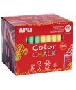 Apli Pack de 100 Tizas Redondas de Colores Surtidos Ø 9 x 80mm - Sin Polvo - Ideales para Escribir, Dibujar y Colorear en Pizarr