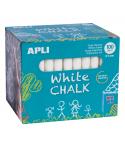 Apli Tizas Blancas Redondas - Pack de 100 Unidades Tamaño Ø 9 x 80mm - Ideales para Escribir, Dibujar y Colorear en Pizarras y P