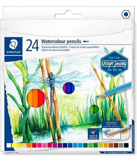 Staedtler 146 10C Pack de 24 Lapices de Colores Acuarelables - Resistentes a la Rotura - Colores Surtidos