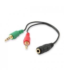 Equip Cable Audio Jack 3.5mm Hembra a 2x Jack 3.5mm Macho - Longitud 13cm - Color Negro