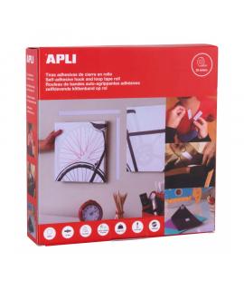 Apli Cinta de Velcro 20 mm x 25 m - Extrafuerte - Resistencia hasta 10Kg - Color Blanco