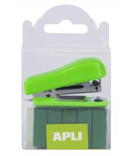 Apli Grapadora Pocket Verde - Tamaño 56mm para Grapas Nº10 - Incluye 2000 Grapas del Mismo Color - Ideal para Escuela y Hogar