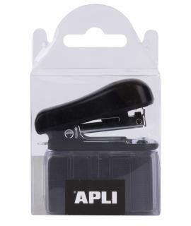 Apli Grapadora Pocket Negra - Tamaño de 56mm para Grapas Nº10 - Capacidad de Unir hasta 20 Hojas de Papel - Diseño Compacto