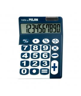 Milan Calculadora de Sobremesa 10 Digitos - Teclas Grandes - Apagado Automatico - Color Azul y Blanco