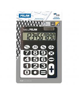 Milan Calculadora 10 Digitos - Calculadora de Sobremesa - Teclas Grandes - Tecla Rectificacion Entrada de Datos - Color Negro/Bl