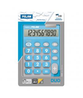 Milan Calculadora 10 Digitos Duo - Calculadora de Sobremesa - Teclas Grandes - Tecla Rectificacion Entrada de Datos - Color Azul