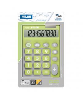 Milan Calculadora 10 Digitos Duo - Calculadora de Sobremesa - Teclas Grandes - Tecla Rectificacion Entrada de Datos - Color Verd