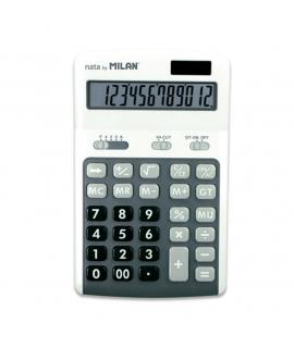 Milan Calculadoras de 12 Digitos - 3 Teclas de Memoria - Calculo de Margenes - Raiz Cuadrada - Apagado Automatico - Color Blanco
