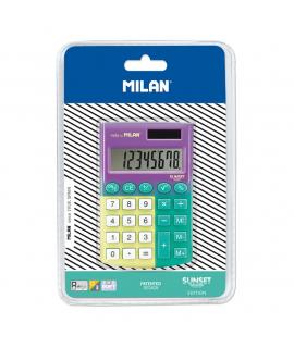 Milan Pocket Sunset Calculadora 8 Digitos - Calculadora de Bolsillo - Tacto Suave - 3 Teclas de Memoria y Raiz Cuadrada -