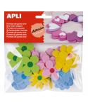 Apli Formas Goma Eva Adhesivas Flores Estampadas 40 U - Faciles de Pegar - Diseños Variados - Ideal para Manualidades