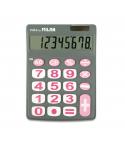 Milan Calculadora de Sobremesa 8 Digitos - Teclas Grandes - Apagado Automatico - Color Gris y Rosa