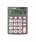 Milan Nata Calculadora de Sobremesa 8 Digitos - Teclas Grandes - Apagado Automatico - Color Gris y Rosa