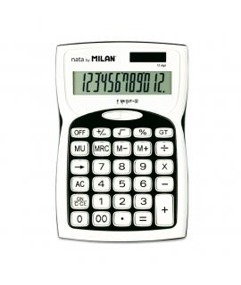 Milan Calculadoras de 12 Digitos - 3 Teclas de Memoria - Raiz Cuadrada - Calculo de Margenes - Tecla de Apagado - Color Blanco
