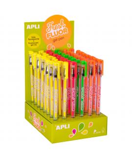 Apli Gel Pen Fresh Fluor - 48 Boligrafos de Tinta Gel Fluorescente - Secado Rapido y Larga Duracion - Grueso de Escritura de