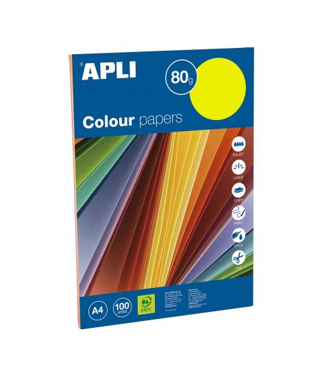 Apli Papel Color Surtido Fluorescente A4 100 Hojas