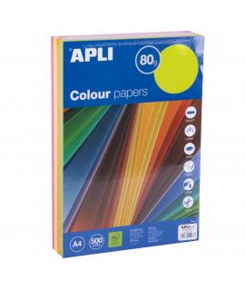 Apli Papel Color Surtido Fluorescente A4 500 Hojas