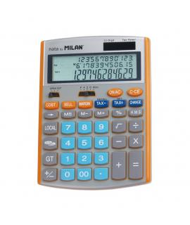 Milan Calculadora de 12 Digitos - Pantalla de 3 Lineas - 3 Teclas de Memoria - Calculo de Margenes - Funcion Impuestos, Tiempo