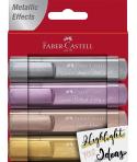 Faber-Castell Textliner 46 Metallic Pack de 4 Marcadores Fluorescentes - Punta Biselada - Trazo entre 1mm y 5mm - Tinta con Base
