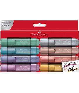 Faber-Castell Textliner 46 Metallic Pack de 8 Marcadores Fluorescentes - Punta Biselada - Trazo entre 1mm y 5mm - Tinta con