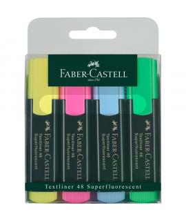 Faber-Castell Pack de 4 Rotuladores Marcadores Fluorescentes Textliner 48 - Punta Biselada - Trazo entre 1.2mm y 5mm - Tinta