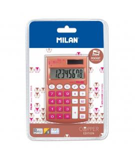 Milan Pocket Copper Calculadora 8 Digitos - Calculadora de Bolsillo - Tacto Suave - 3 Teclas de Memoria y Raiz Cuadrada - Color 
