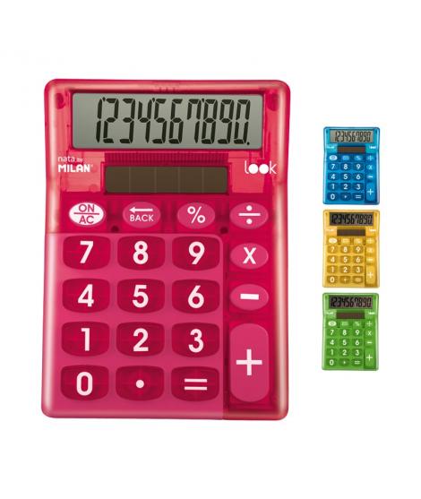 Milan Caja Expositora de 6 Calculadoras 10 Digitos Look - Calculadora de Sobremesa - Teclas Grandes - Tecla Rectificacion Entrad
