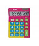 Milan Mix Calculadora de Sobremesa 10 Digitos - Teclas Grandes - Apagado Automatico - Color Rosa y Amarillo