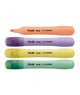 Milan Sway Expositor de 7 Packs de 4 Marcadores Pastel - Punta Biselada 2 - 4mm - Ideal para Subrayar - Colores Pastel