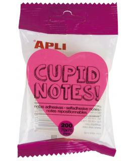 Apli Notas Adhesivas Corazon 70x70mm - Bloc 200 Hojas - 4 Colores Surtidos - Fluorescentes