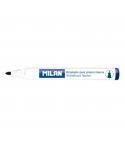 Milan Rotuladores para Pizarra Blanca con Punta Redonda - Punta 4.7 mm - Tinta a Base de Alcohol - Borrable en Seco - Color Azul