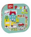 Apli Puzle xxl Ciudad - 20 Piezas de 14.5cm - Circuito Cerrado con Ilustraciones - Doble Diversion - Carton 2mm Brillante - Desa