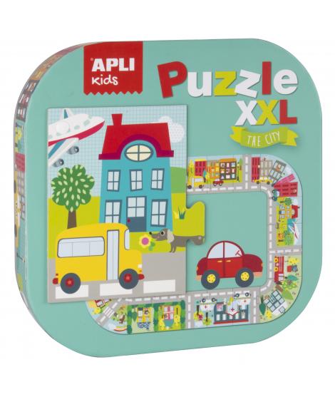 Apli Puzle xxl Ciudad - 20 Piezas de 14.5cm - Circuito Cerrado con Ilustraciones - Doble Diversion - Carton 2mm Brillante - Desa