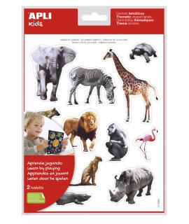 Apli Gomets Tematicos Realistas Animales Sabana - 24 Gomets - Adhesivo Removible - Desarrollados con Educadores - Ideal para