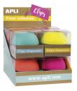 Apli Fluor Collection Expositor de Clips - Ø 70x60 mm - 8 Dispensadores en 4 Colores - Tapa Magnetica "Soft Touch" - Incluye 50 