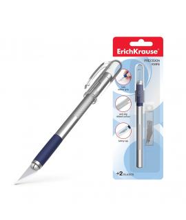 Erichkrause Cuchillo de Papeleria - Cuchillos de Precision para Cortes de Papel - Cuerpo Metalico con Agarre de Goma - Cuchilla 