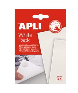 Apli Tack Masilla Blanca 57g - Adhesivo Reutilizable - No Deja Residuos - Facil de Moldear - Blanco