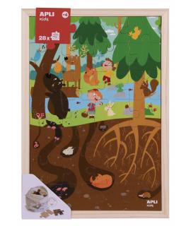 Apli Kids Puzle de Niveles el Bosque - 254x5x376 mm - Diseño Infantil y Colorido - Piezas Resistentes y Seguras - Mejora la