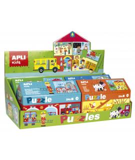 Apli Expositor de Puzles de Edificios - 24 Piezas de 7x7cm - Mejora la Concentracion, Observacion, Memoria y Resolucion de Probl