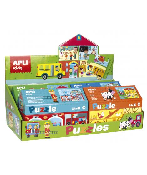 Apli Expositor de Puzles de Edificios - 24 Piezas de 7x7cm - Mejora la Concentracion, Observacion, Memoria y Resolucion de Probl