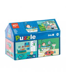 Apli Kids Puzle Casa Interior - 24 Piezas de 7x7cm - Diseño Exclusivo Infantil, Colorido, Claro y Simple - Piezas Resistentes y 