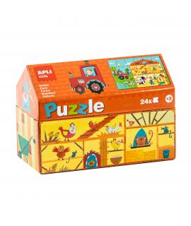 Apli Kids Puzle Granja - 24 Piezas de 7x7cm - Diseño Infantil y Colorido - Piezas Resistentes y Seguras - Desarrolla