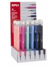 Apli Expositor Portaminas Soft Nordik 0.5mm - Colores Salmon, Rosa, Turquesa, Azul, Azul Marino y Negro - Capuchon con Tapon Tra